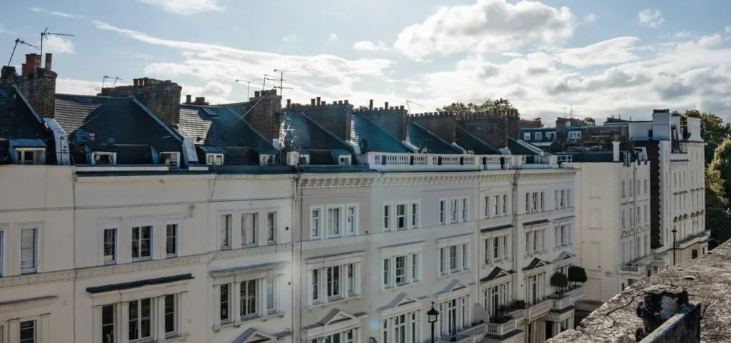Elegant white residential apartments in a historic neighbourhood in Switzerland.