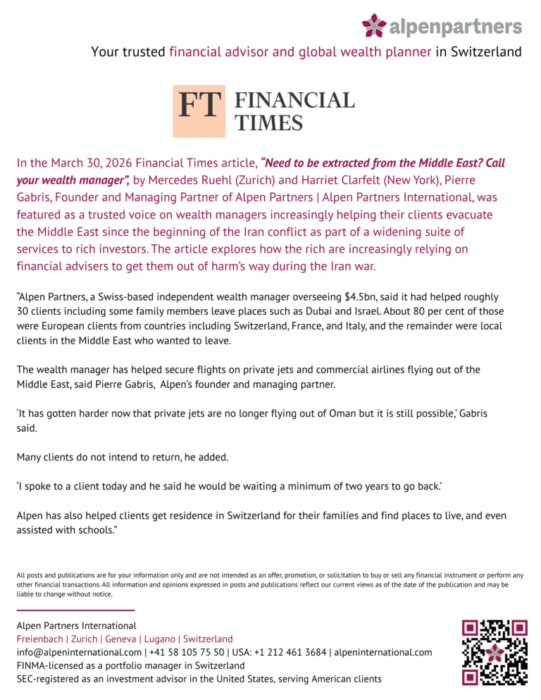 Alpen Partners AG, trusted financial advisor and wealth planner in Switzerland.