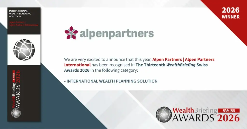 Alpen Partners AG, Swiss wealth management firm, awarded at WealthBriefing Swiss Awards 2026.