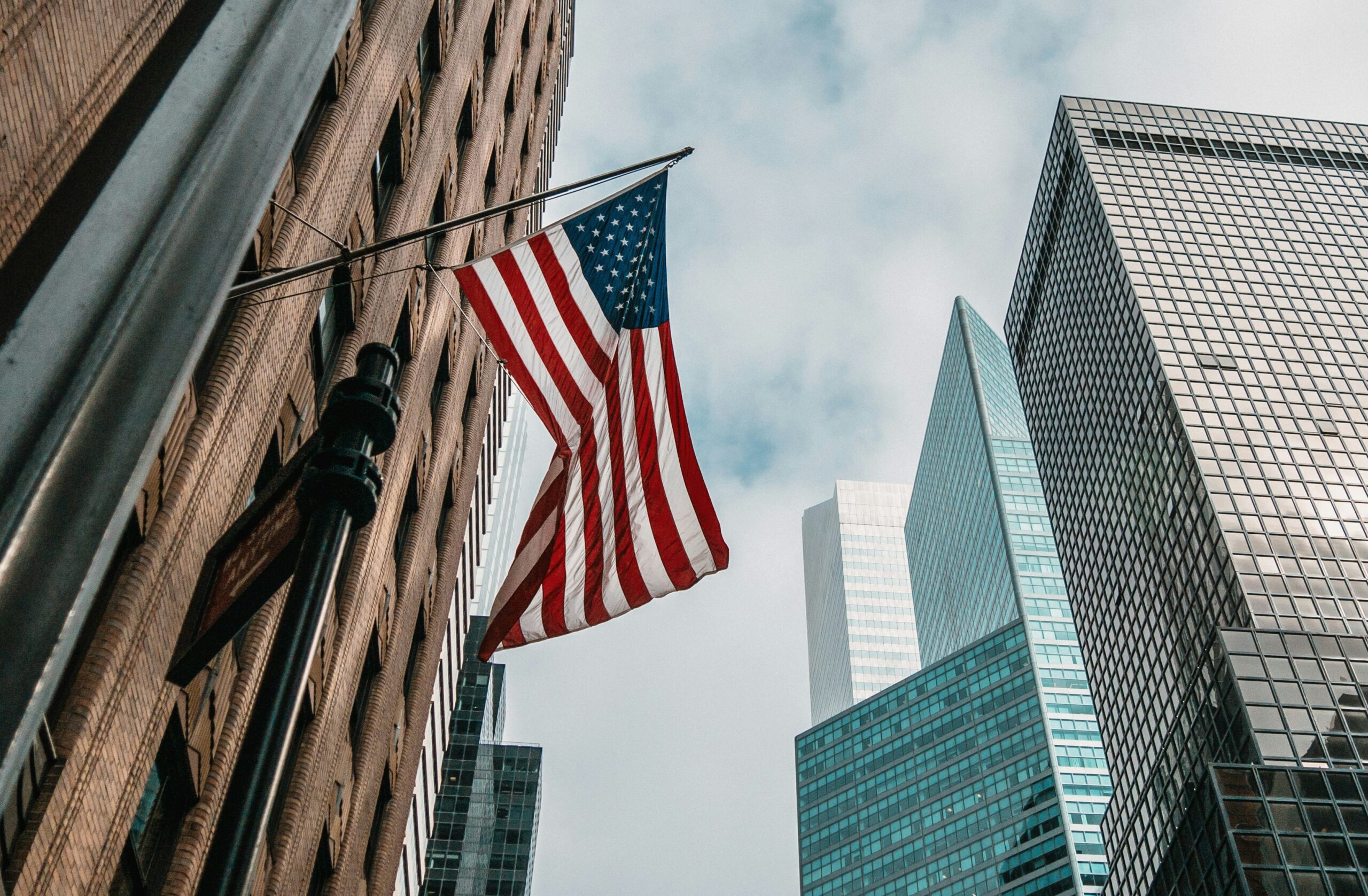 flag usa high buildings